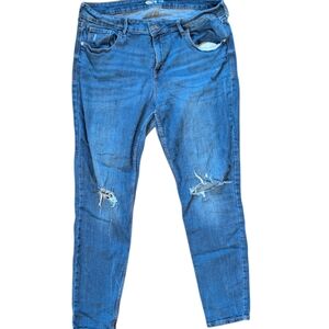 Old Navy Women's Ripped Skinny Jeans - Denim Blue Size 16